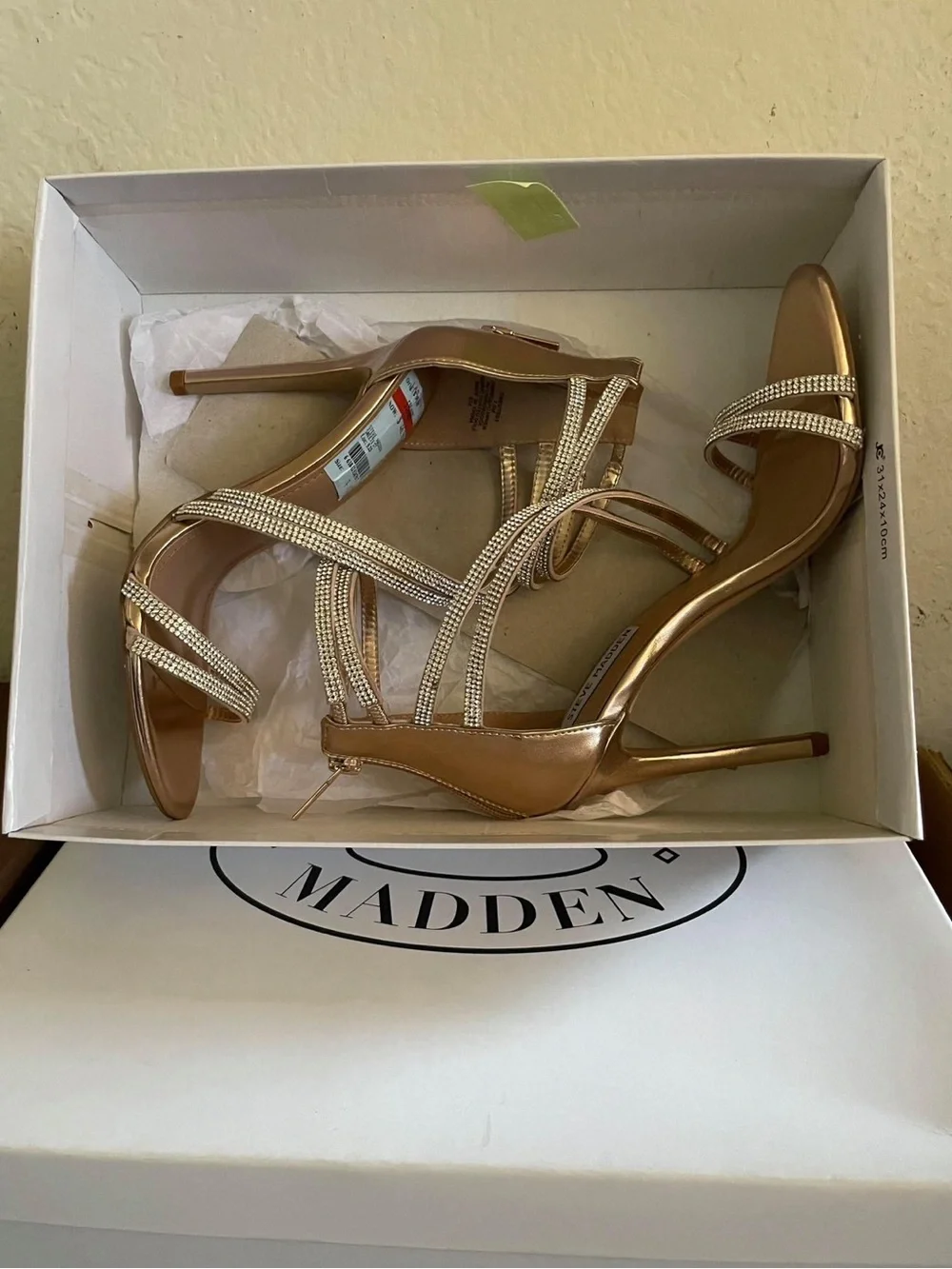 Steve Madden Gold Rhinestone-Strap Stiletto Heels
